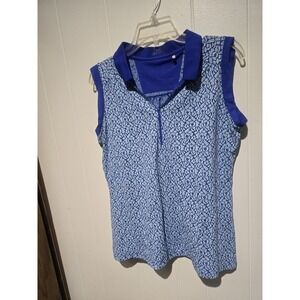 Lopez Womens Polo Shirt Top Size M Sleeveless Golf Tennis Purple/Blue Desert Dry